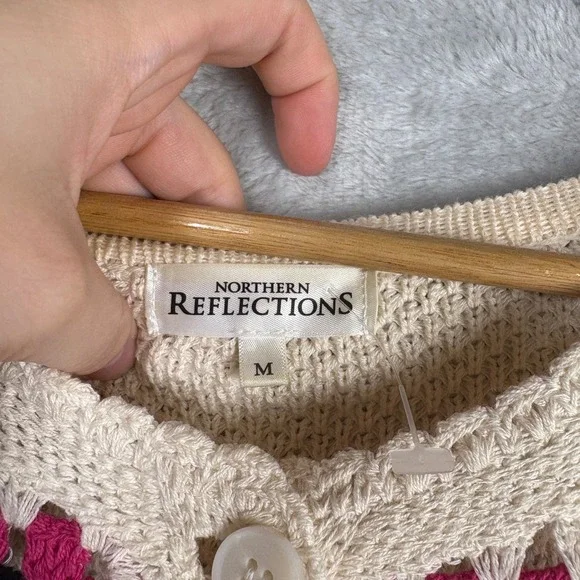Northern Reflections Womens Crochet Granny Square Cardigan Cream Multi Size M - Picture 3 of 6